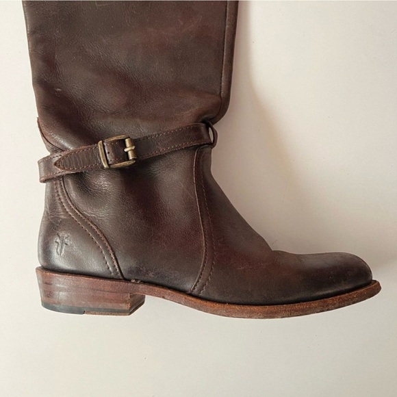 Frye Durado Lug Leather Knee High Tall Riding Boots Dark Brown Shoes Size 7 - Picture 3 of 9